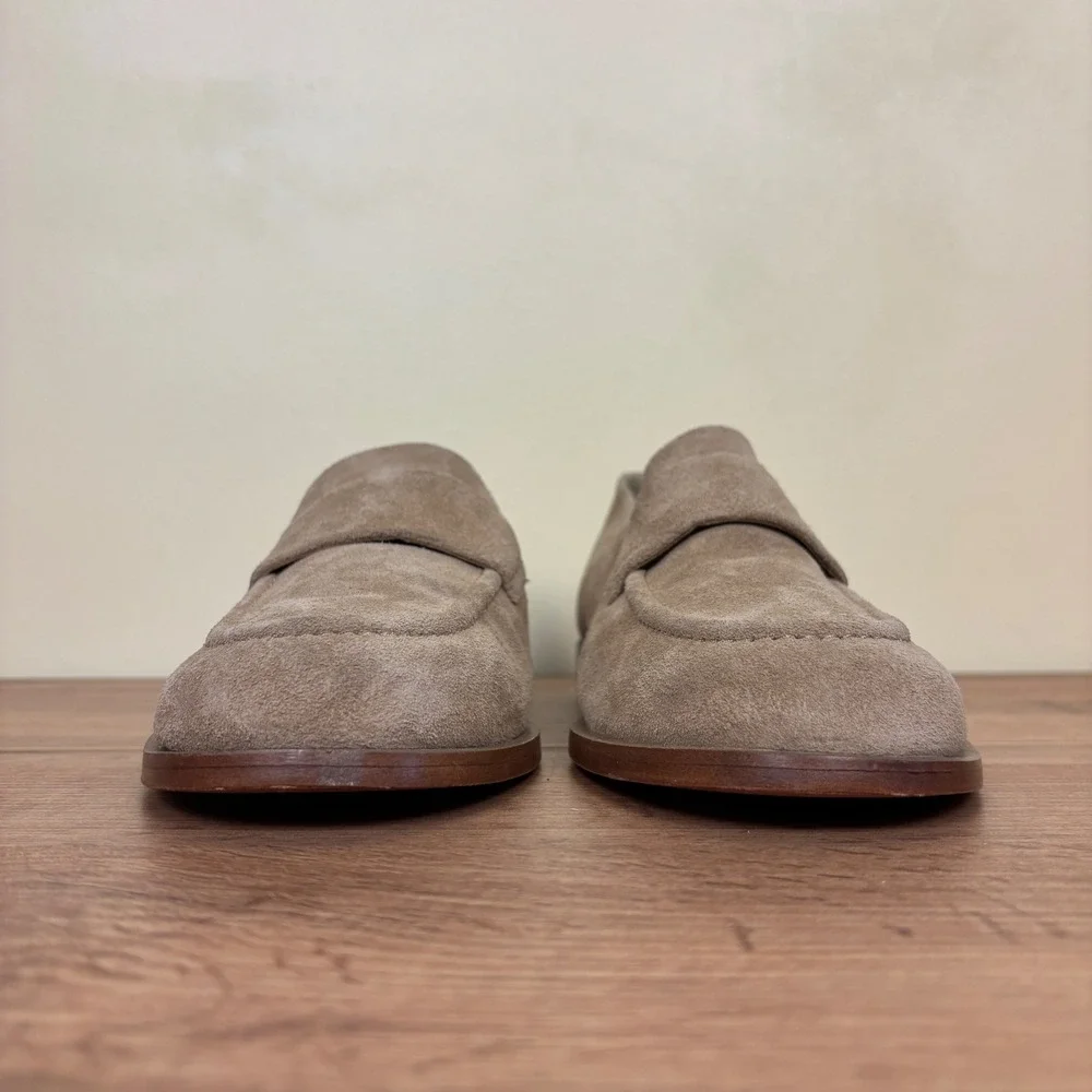VINCE Montebello Suede Loafer Sand Trail Tan Brown Men Size 7 Slip On Apron Toe